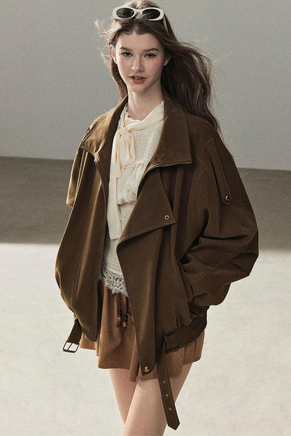 Loose Faux Suede Jacket