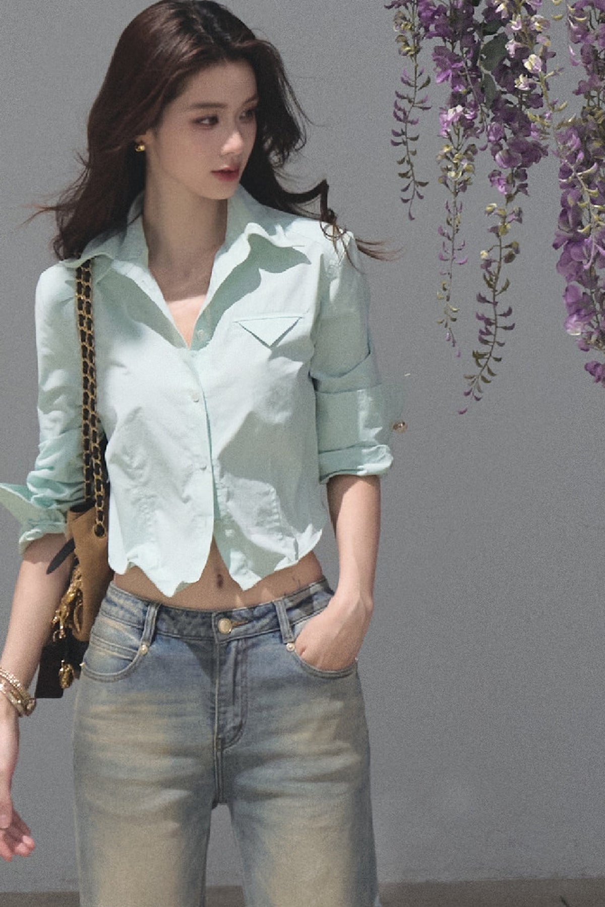 Pine Resin Tears Long-Sleeve Cotton Shirt
