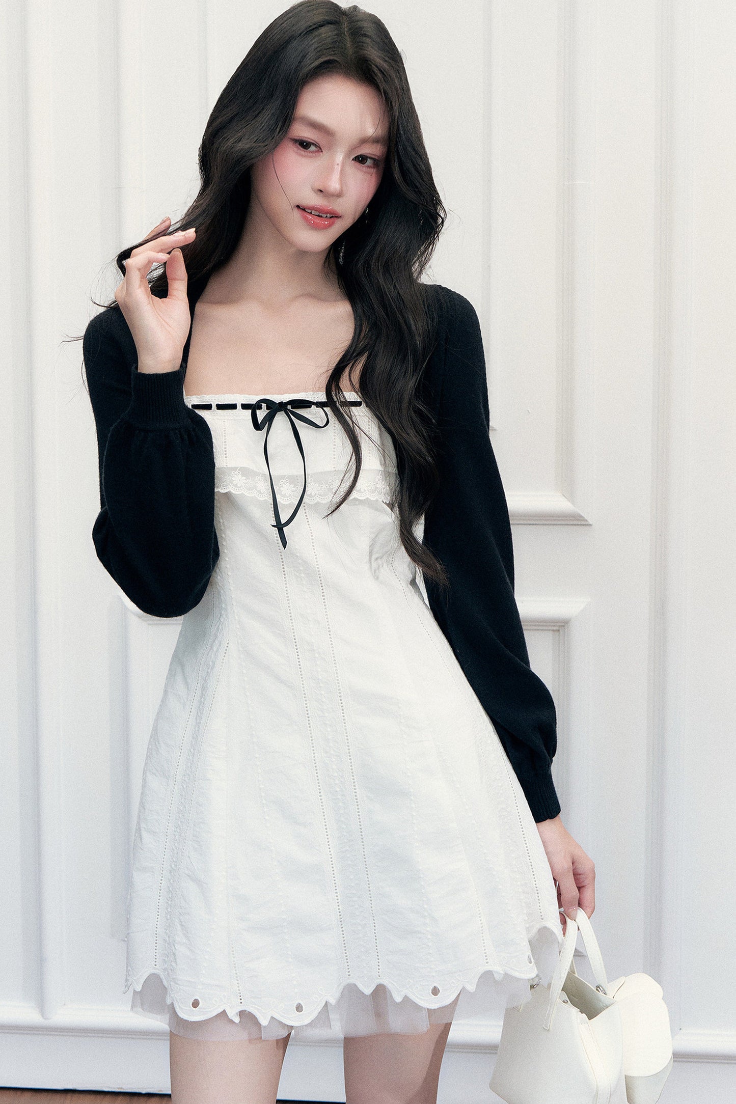 Lace A-Line Dress and Cardigan Set-Up