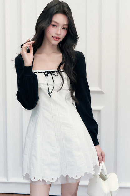 Lace A-Line Dress and Cardigan Set-Up