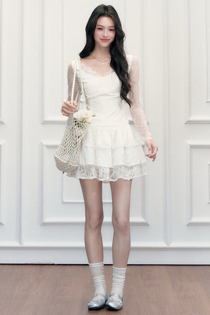 V-Neck Waist-Cinching T-Shirt and Skirt Set-Up