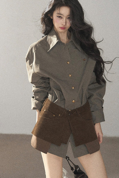 Striped Shirt and Skirt Set