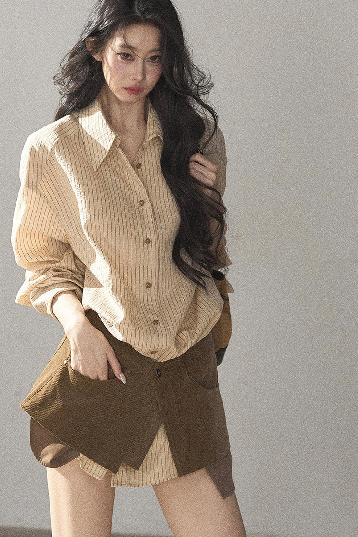 Striped Shirt and Skirt Set