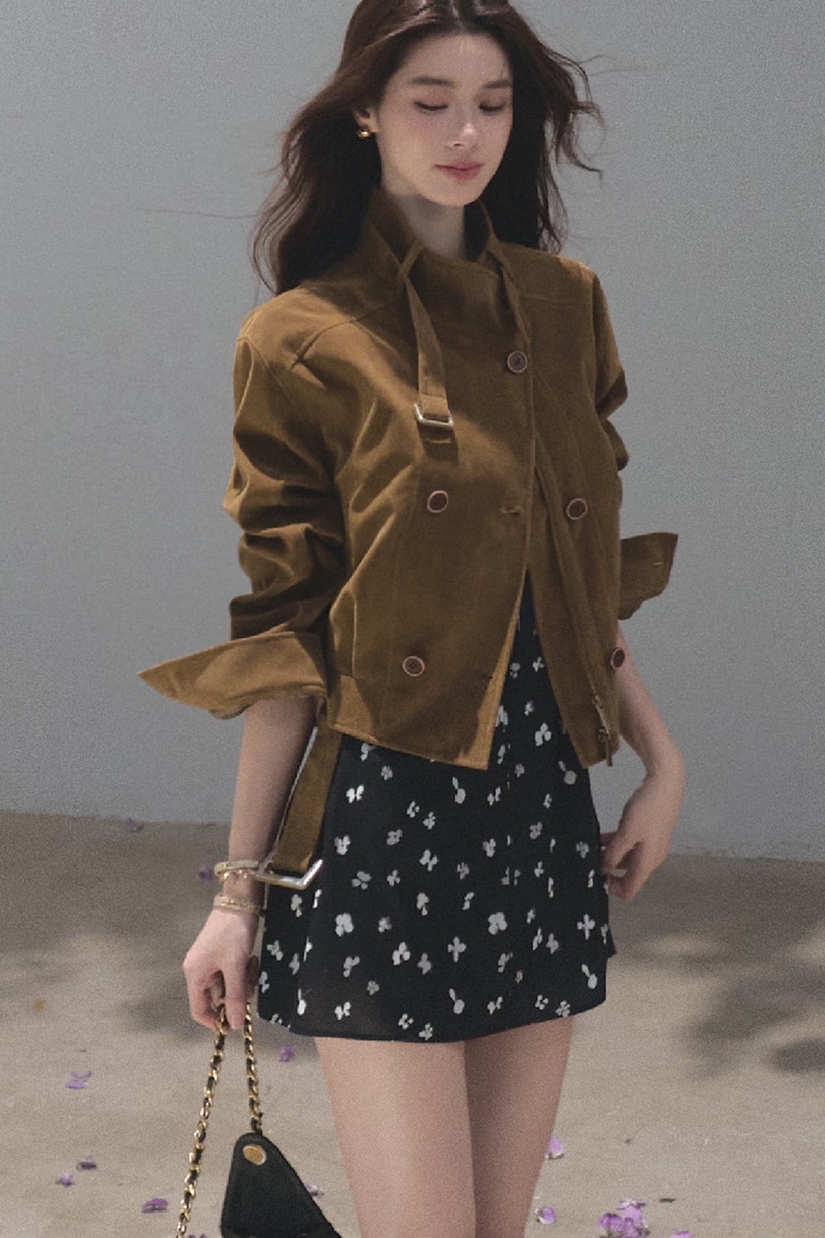 Short Suede Motorcycle Workwear Jacket