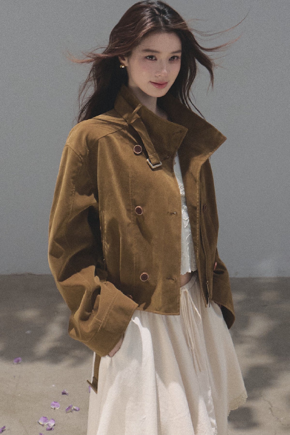 Short Suede Motorcycle Workwear Jacket