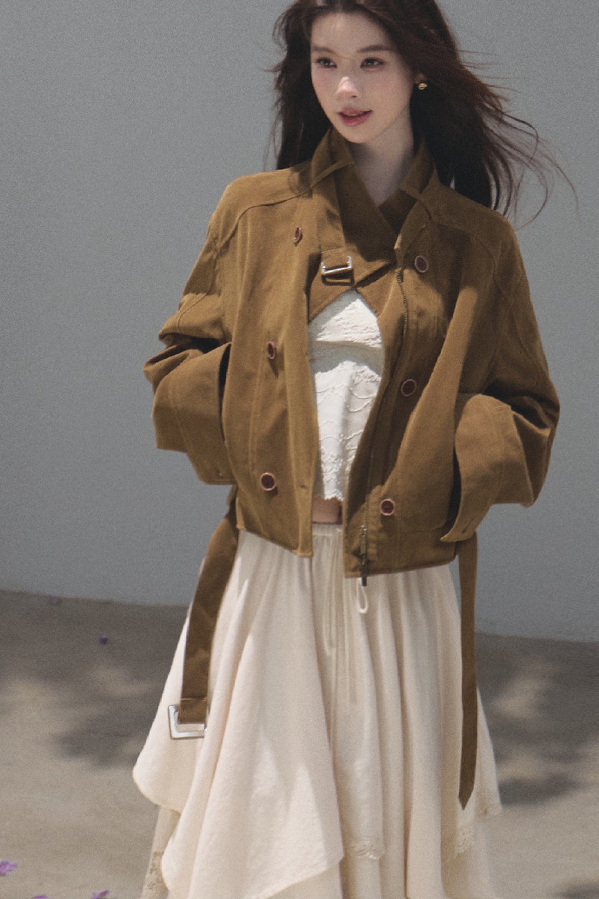 Short Suede Motorcycle Workwear Jacket