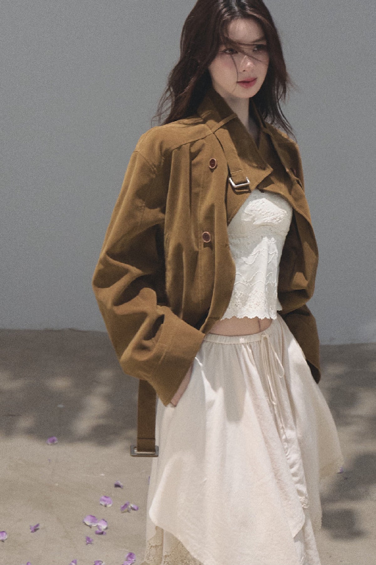 Short Suede Motorcycle Workwear Jacket