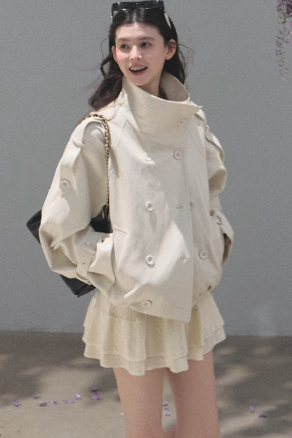 Knight-Style Oil-Waxed Leather Trench Jacket