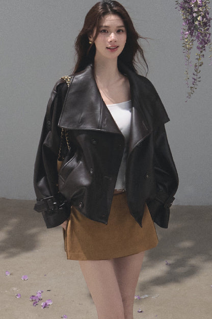 Knight-Style Oil-Waxed Leather Trench Jacket