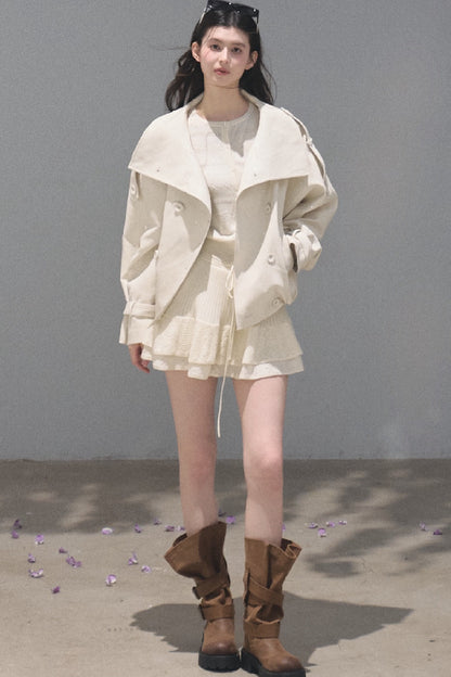 Knight-Style Oil-Waxed Leather Trench Jacket