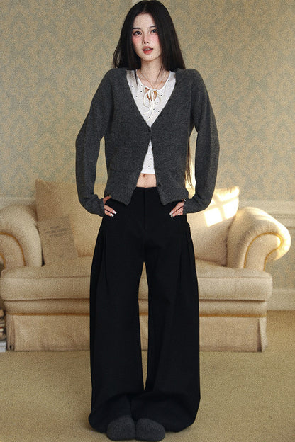 Draped Loose Wide-Leg Pants