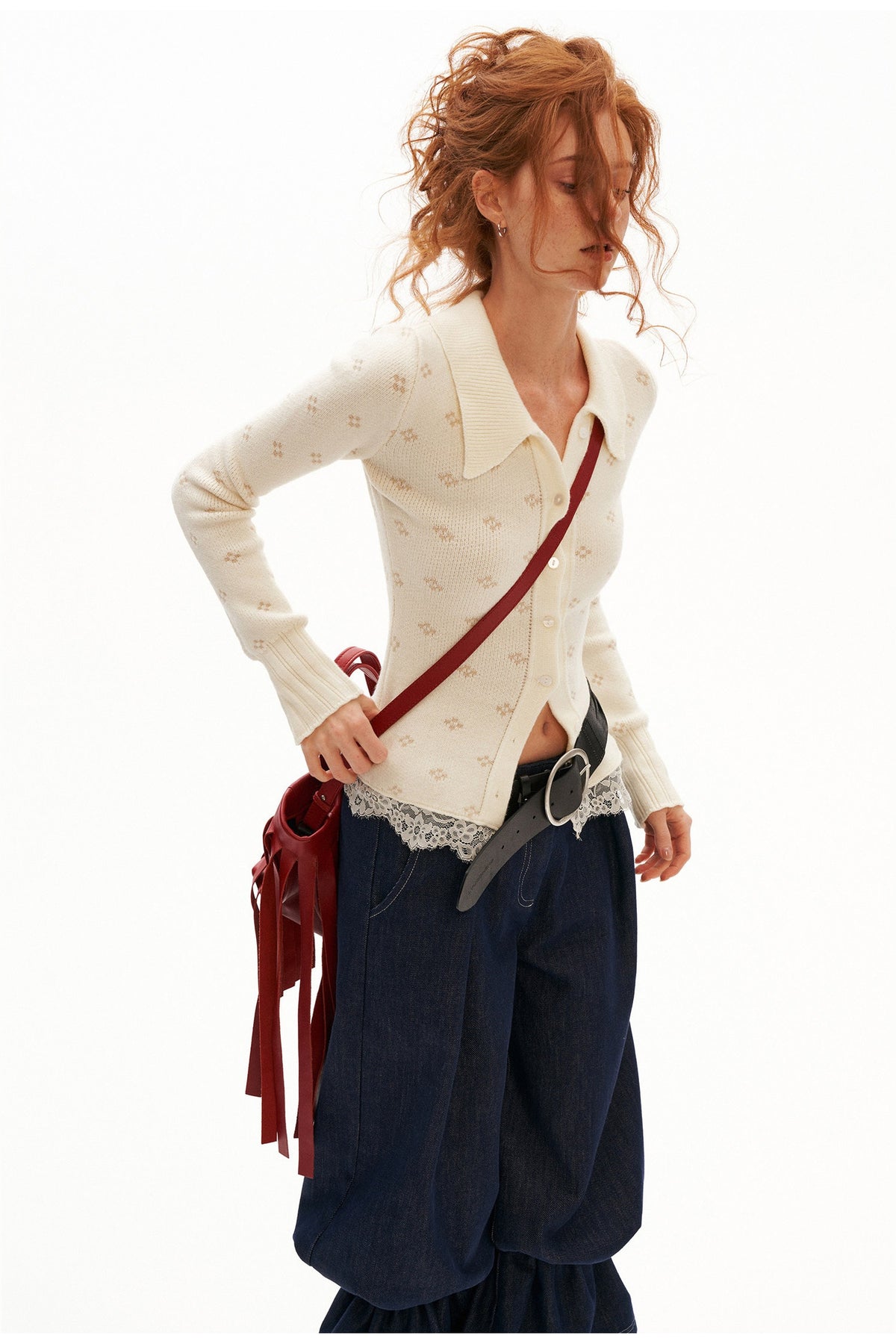 Cloud Soft Short-Sleeve Ruffled V-Neck Sweater