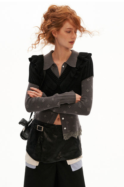 Cloud Soft Short-Sleeve Ruffled V-Neck Sweater