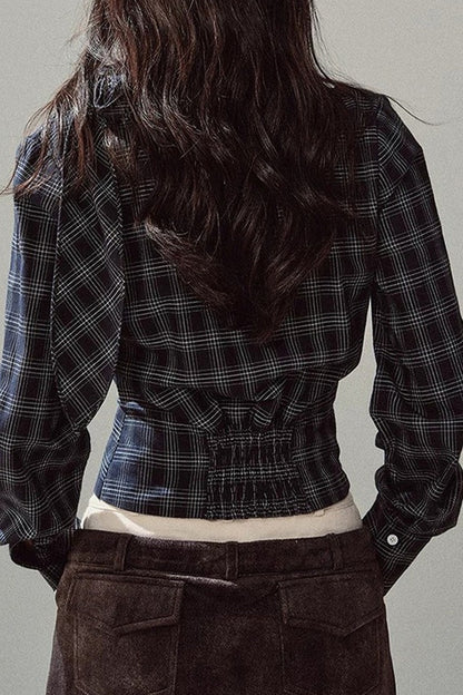 Plaid Cowl Neck Shirt