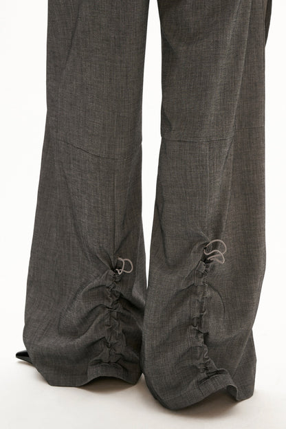 Linen Lyocell Spliced Waist Straight Pants