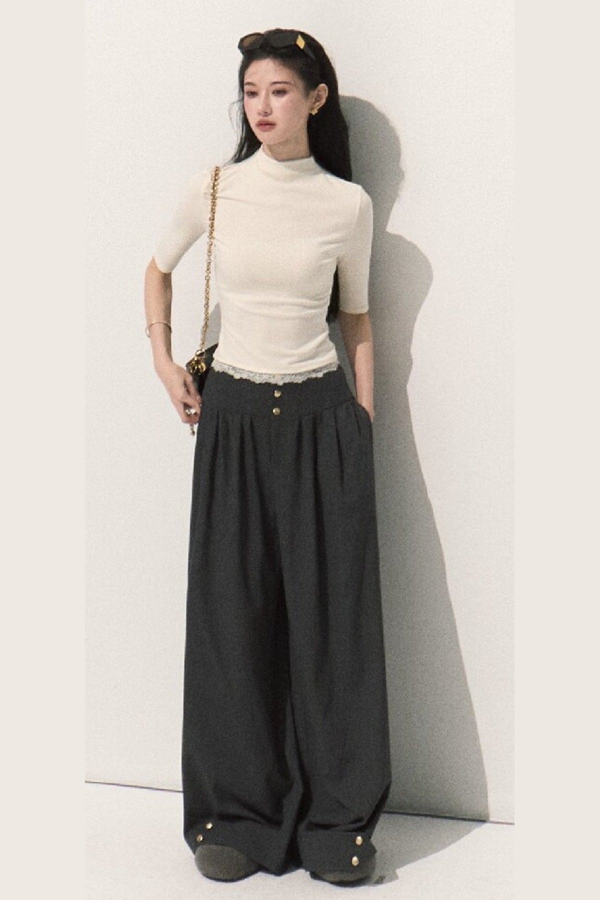 Wool Half-High Collar Knit Top