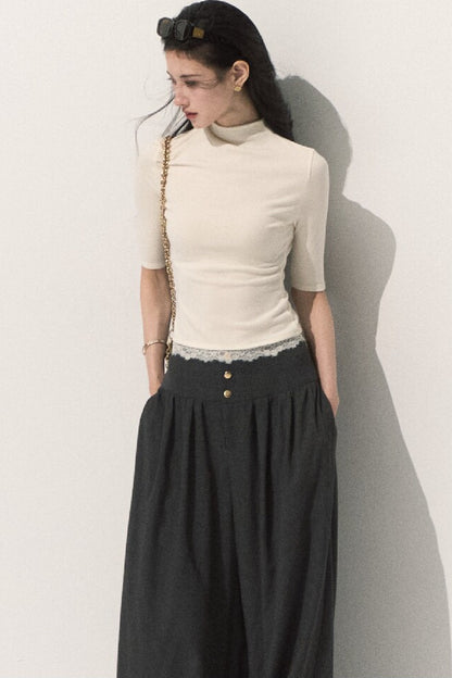 Wool Half-High Collar Knit Top