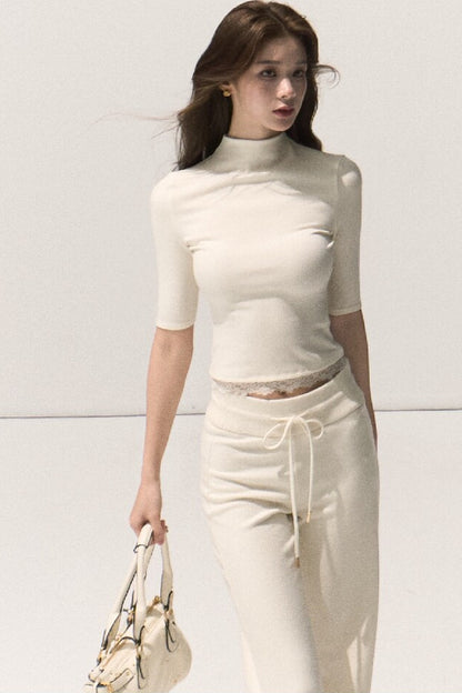 Wool Half-High Collar Knit Top