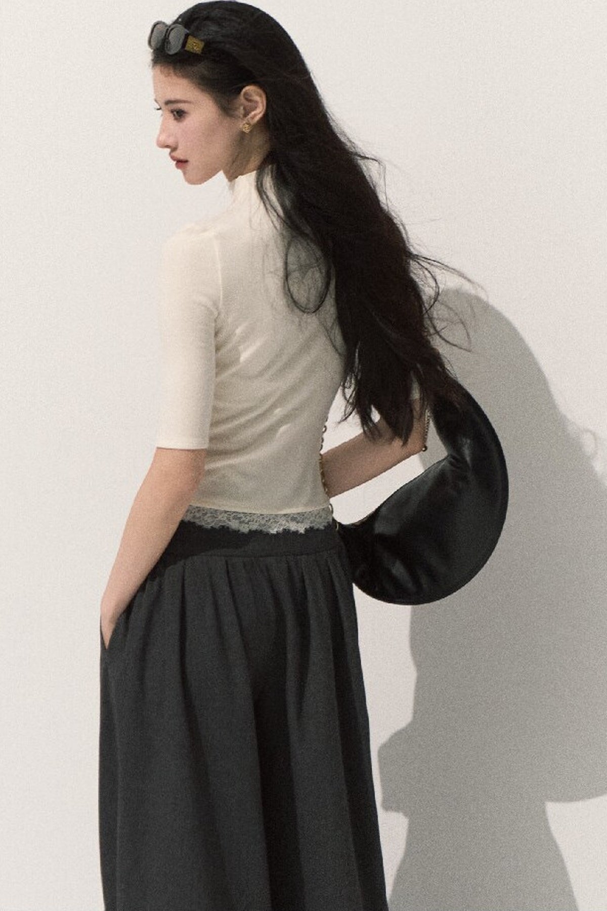 Wool Half-High Collar Knit Top