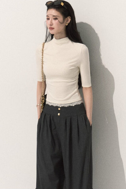 Wool Half-High Collar Knit Top