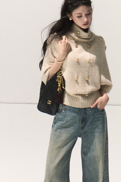 Wool Pullover Cape Shawl Coat