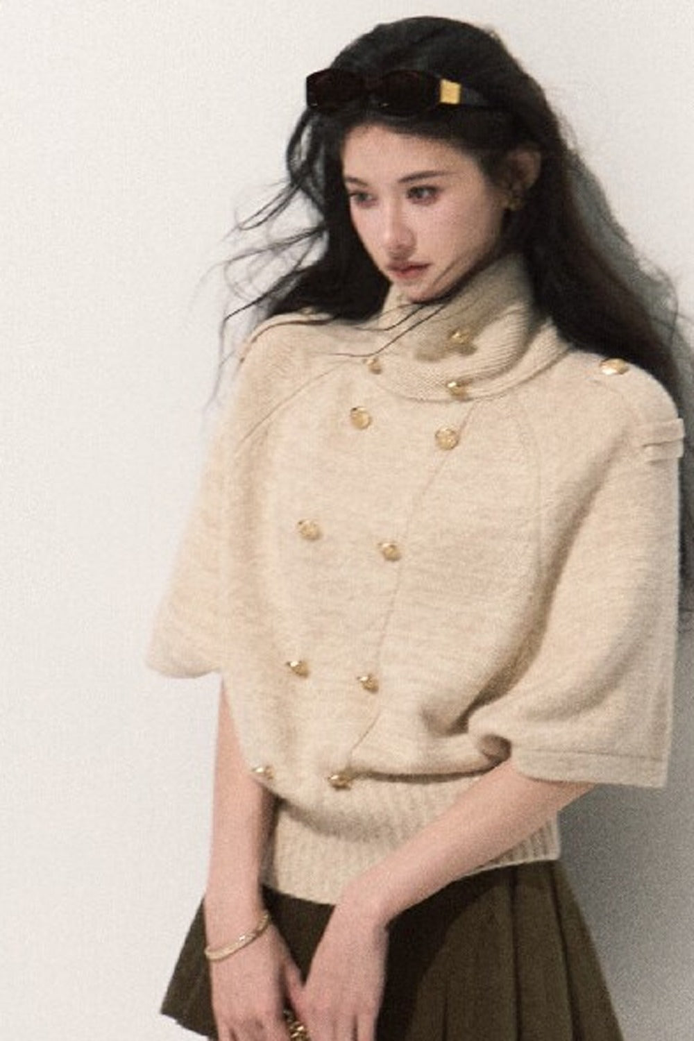 Wool Pullover Cape Shawl Coat