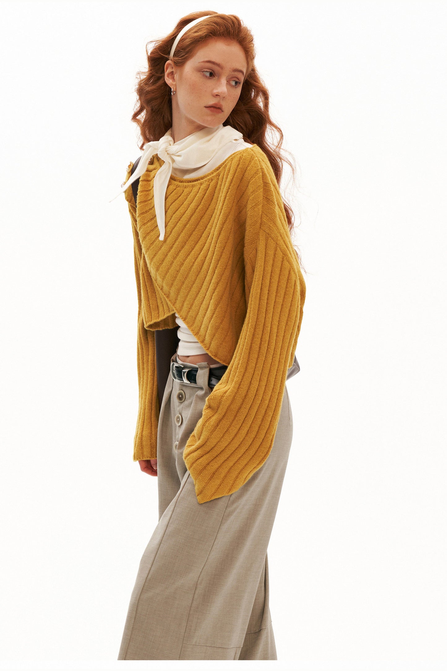 Cross Wide-Neck Knit Sweater