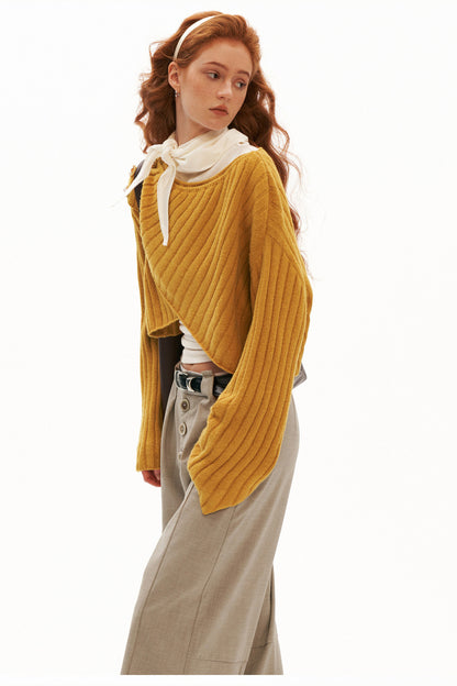 Cross Wide-Neck Knit Sweater