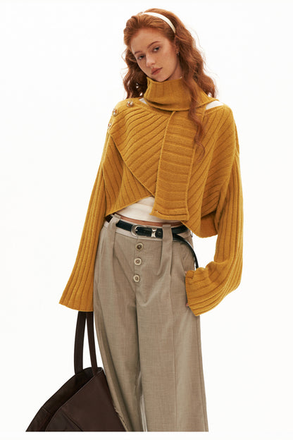 Cross Wide-Neck Knit Sweater