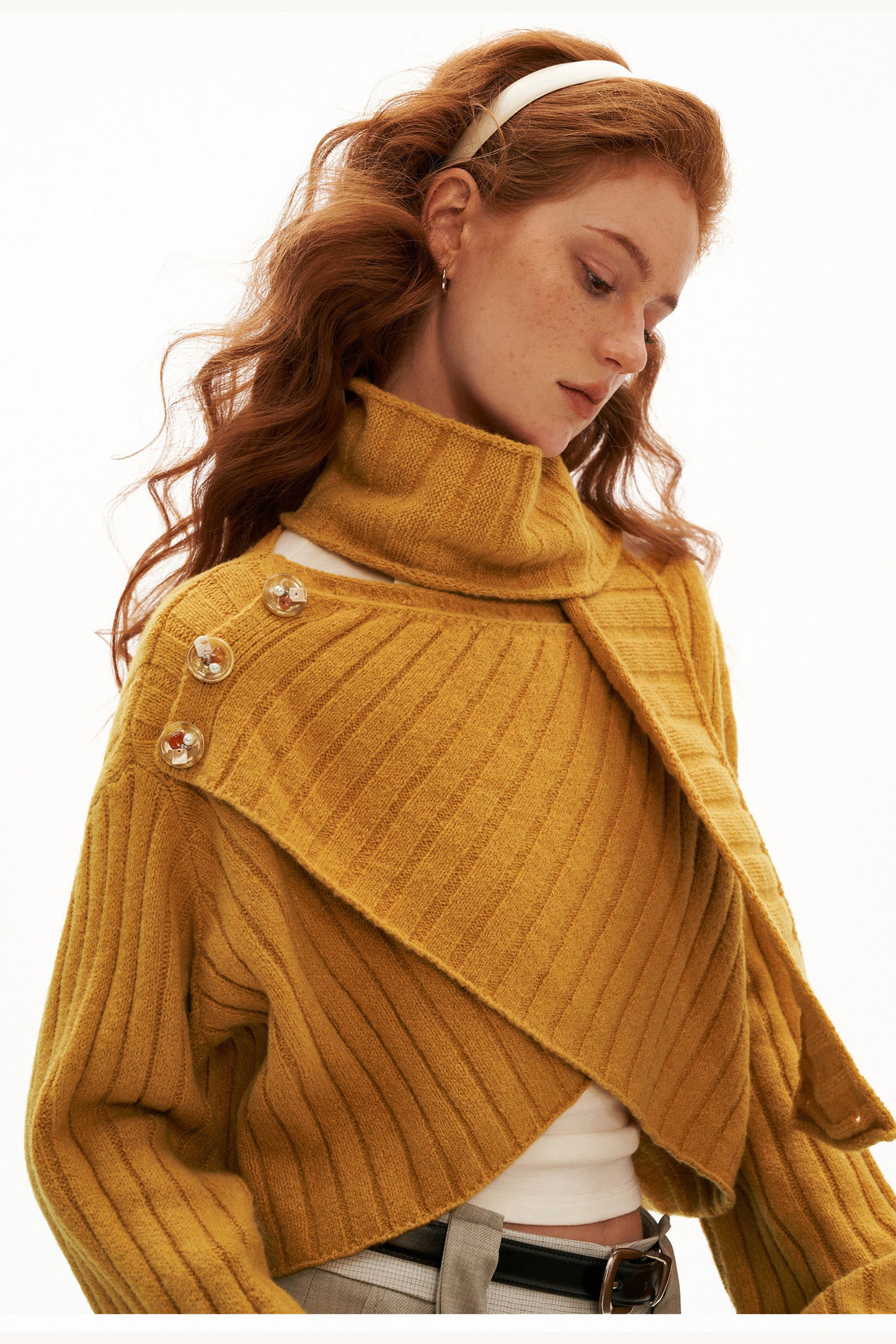 Cross Wide-Neck Knit Sweater