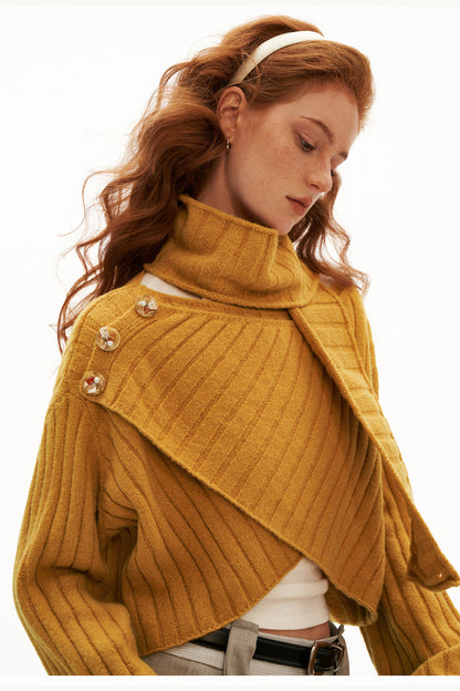 Cross Wide-Neck Knit Sweater