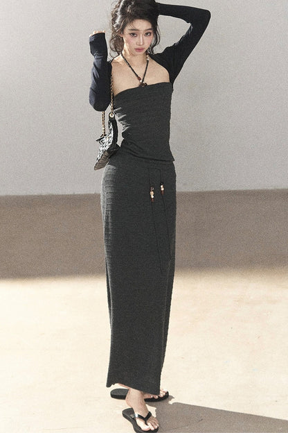 Knit Tube Top and Skirt Set