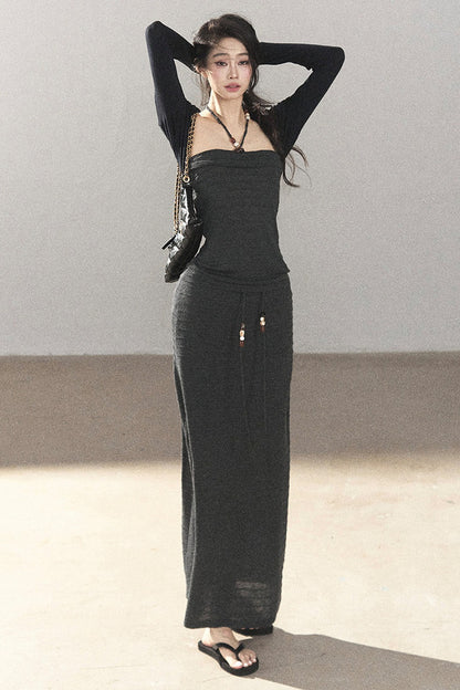 Knit Tube Top and Skirt Set