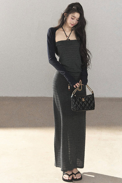 Knit Tube Top and Skirt Set