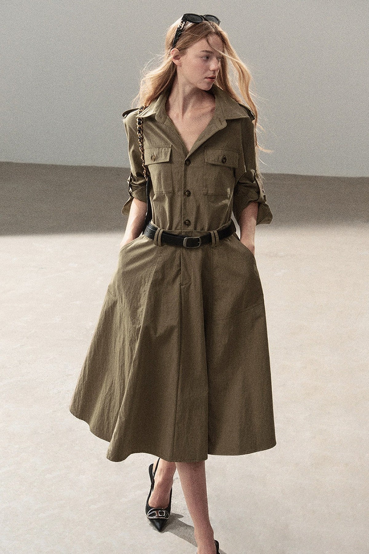 Workwear Style Shirt Dress