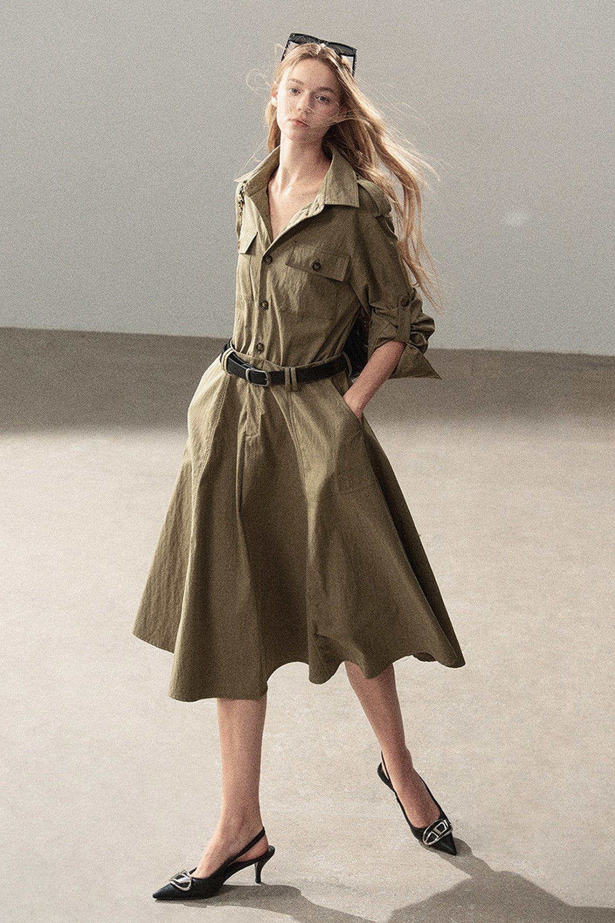 Workwear Style Shirt Dress