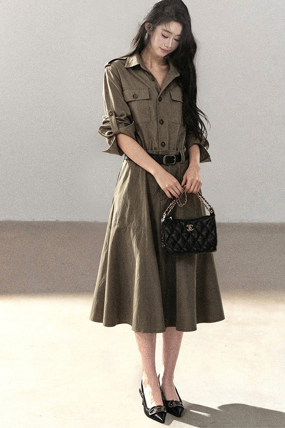 Workwear Style Shirt Dress