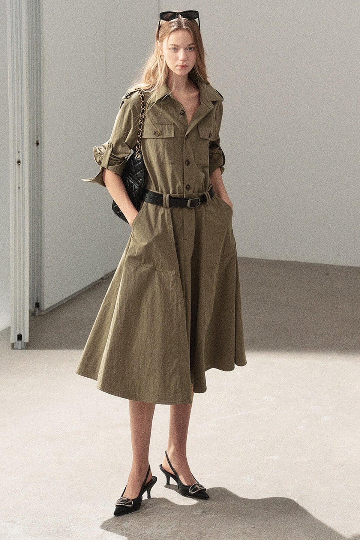 Workwear Style Shirt Dress
