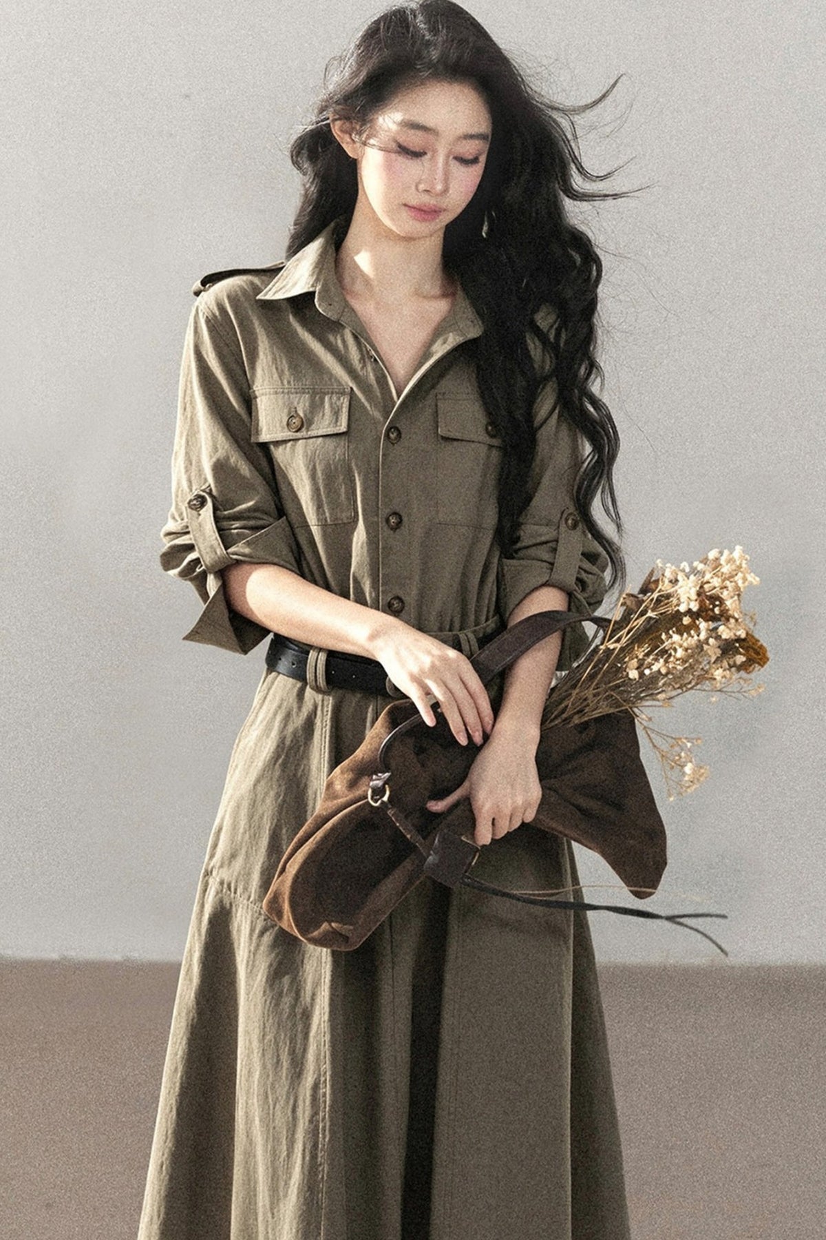 Workwear Style Shirt Dress