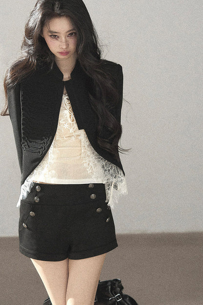 Ginkgo Leaf Veins Jacket Shorts Set-Up