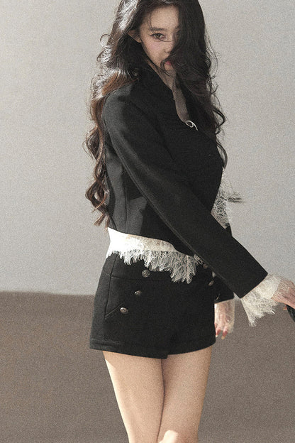 Ginkgo Leaf Veins Jacket Shorts Set-Up