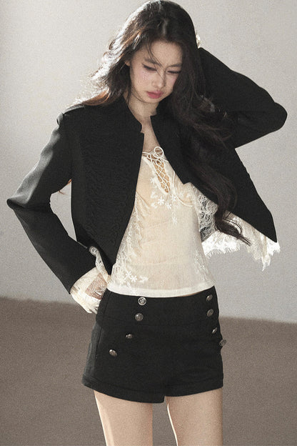 Ginkgo Leaf Veins Jacket Shorts Set-Up