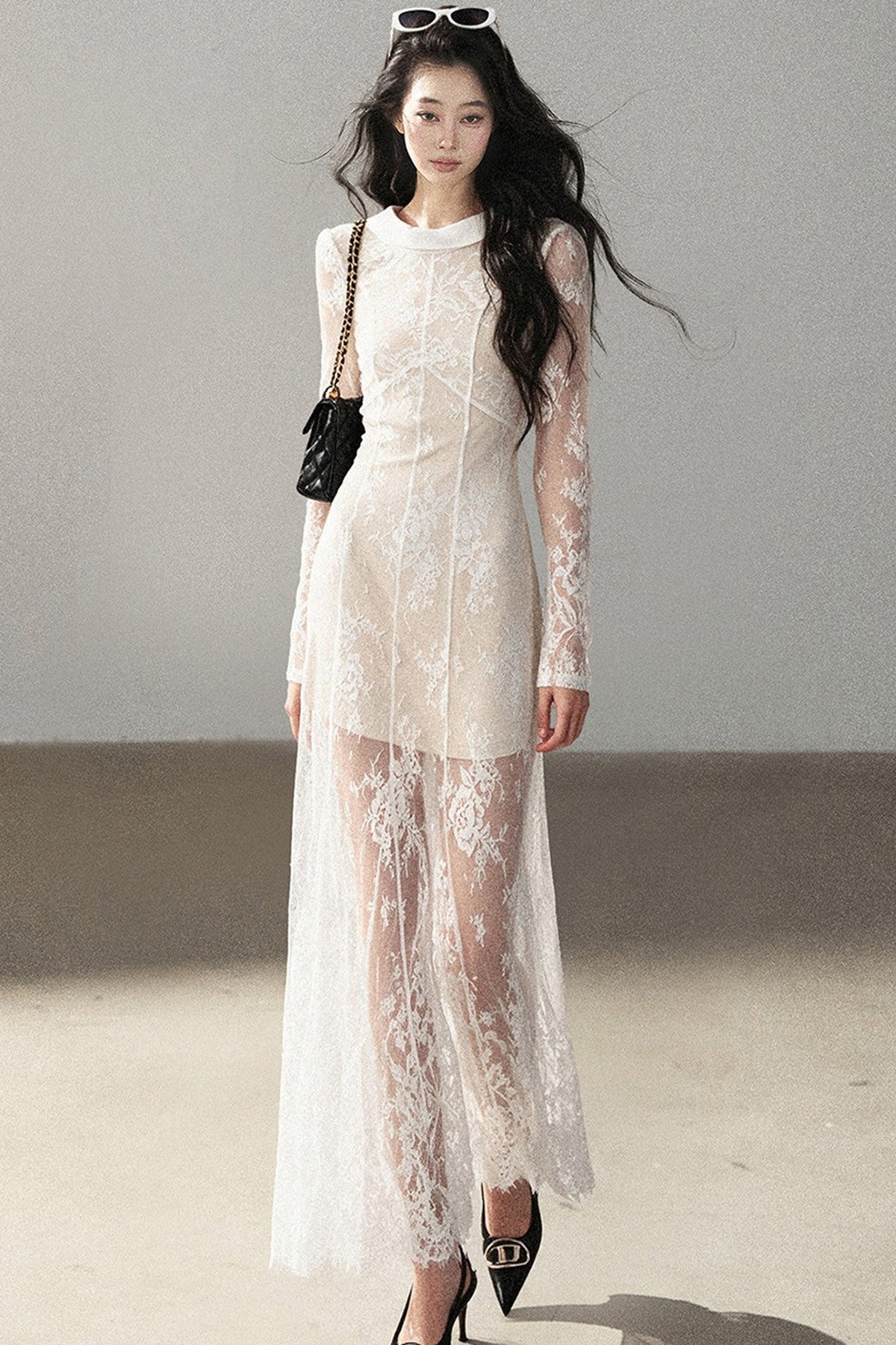 Backless Lace Long Dress