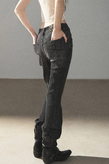 아메리칸 레트로 살짝 플레어 청바지
