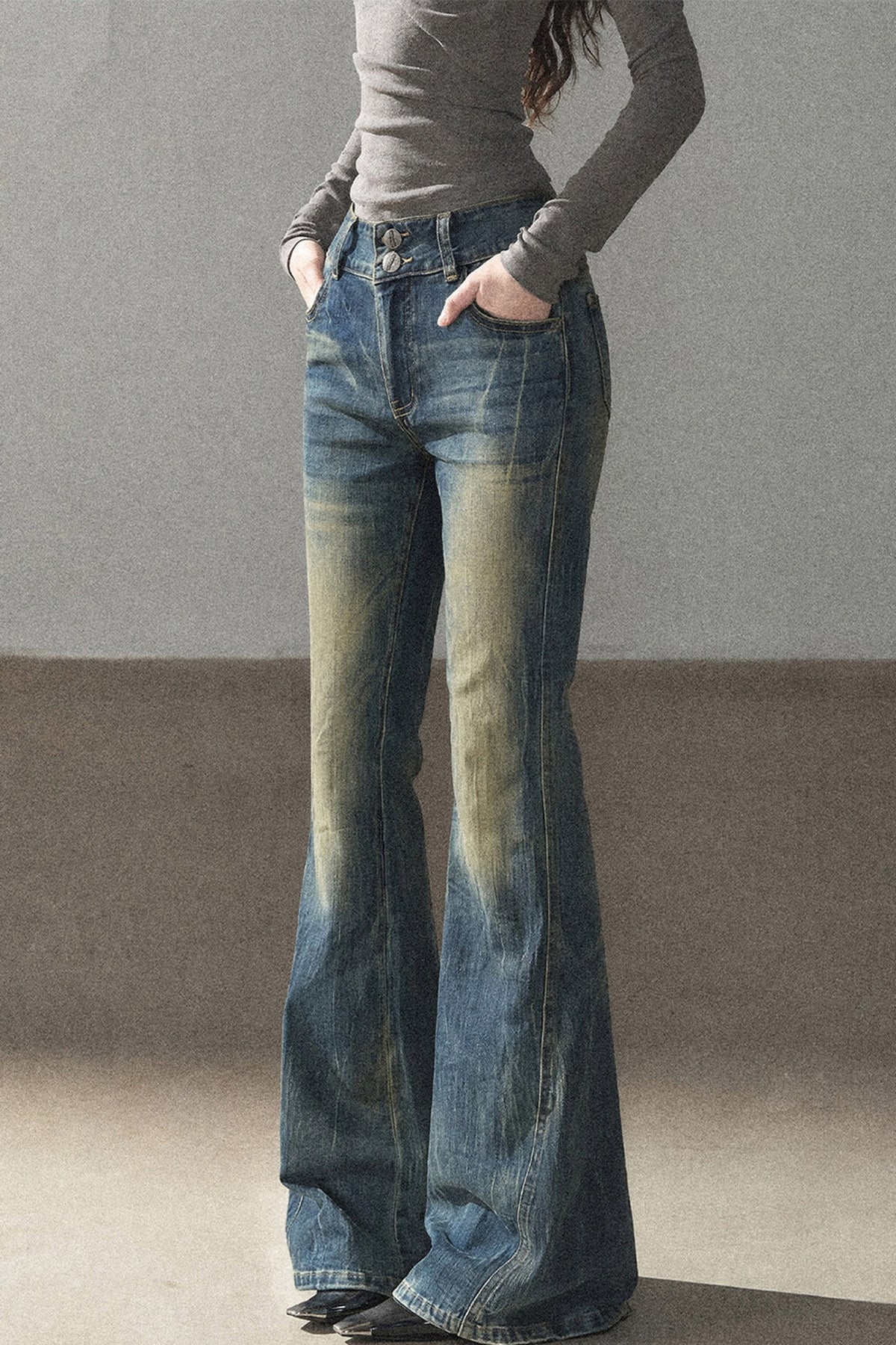 아메리칸 레트로 살짝 플레어 청바지