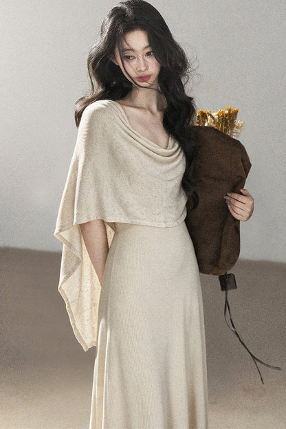 French Style Knit Long Dress Set
