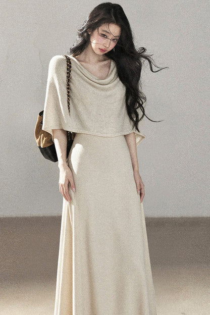 French Style Knit Long Dress Set