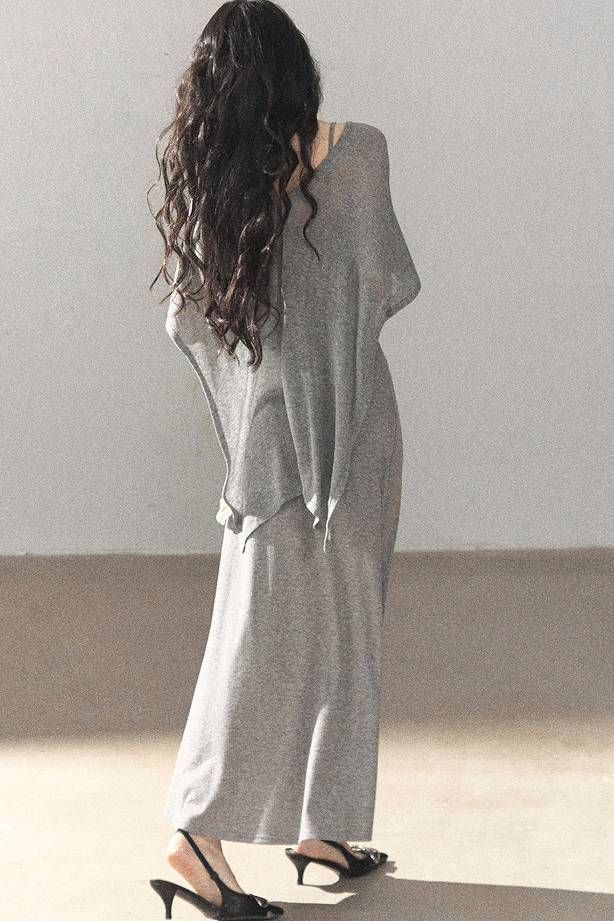 French Style Knit Long Dress Set