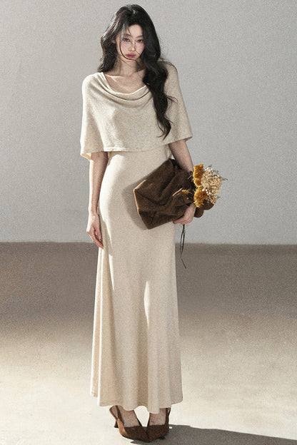French Style Knit Long Dress Set