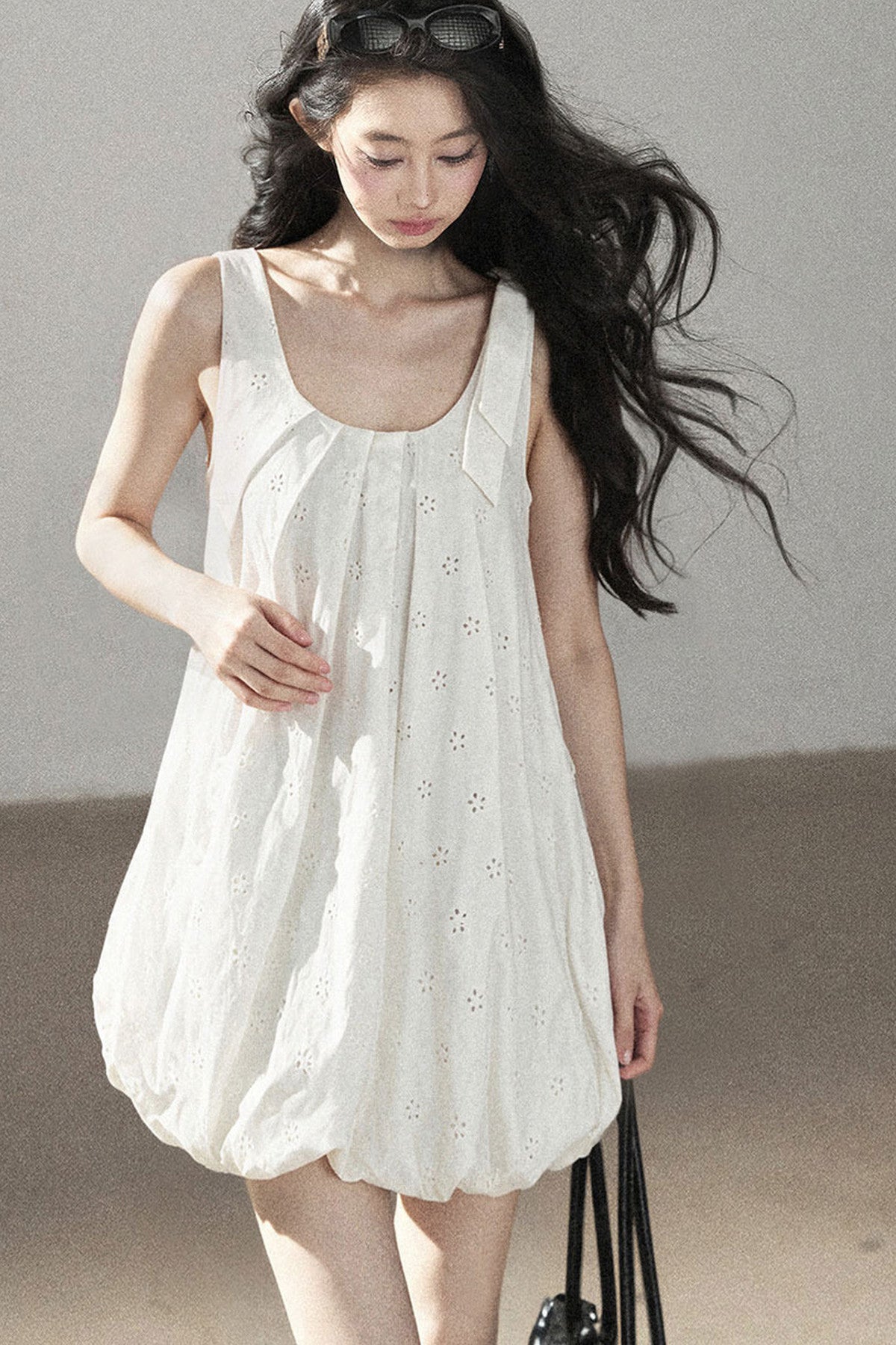 Autumn Hollow-Out Floral Short Dress